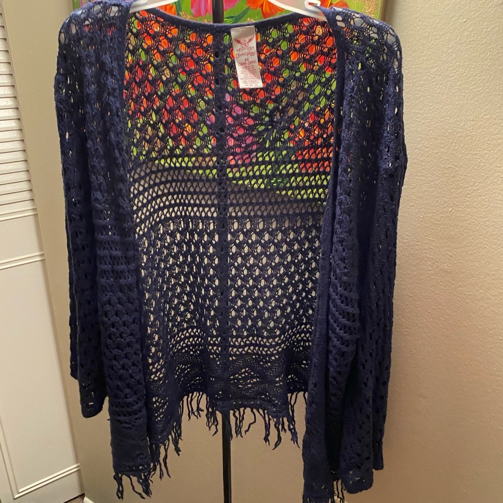 Crochet blue cardigan - size 26/28